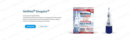 NeilMed Sinugator Cordless Pulsating Nasal Wash with 30 Premixed Packets