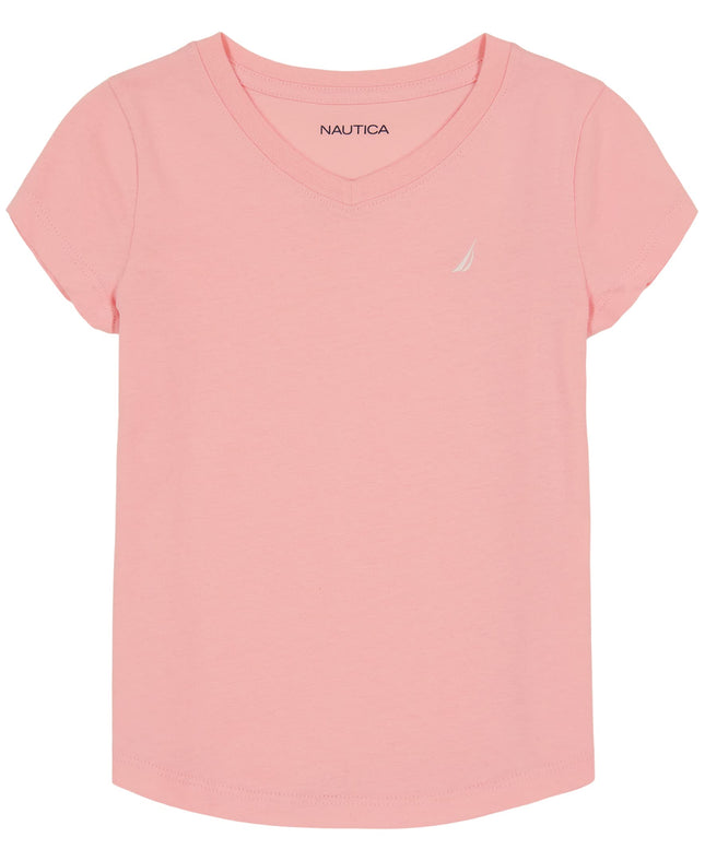 Nautica Girls' Short Sleeve V-Neck T-Shirt, Solid 