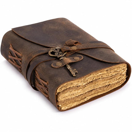 Vintage Leather Journal - Antique Handmade Deckle 