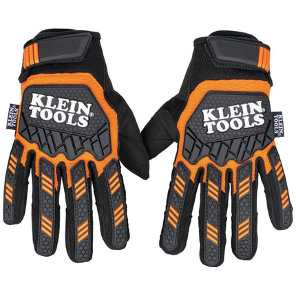 Klein Tools 60600 Work Gloves, Heavy-Duty Suede Palm Gloves, TPR Impact Resistant, Touchscreen-Capable, Hook and Loop Wrist Strap, Large