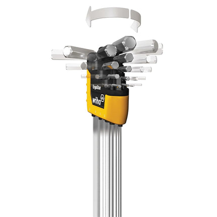 Wiha 66991 MagicRing Ball End Hex Key Set, Long Inch, in Holder, 13 Piece