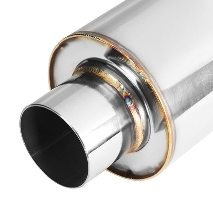 DNA MOTORING EXA-MF-002-T1 4" OD Stainless Steel Straight Through Exhaust Muffler Universal, 3" Outlet, 2.25" Inlet