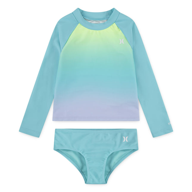 Hurley Girls' Long Sleeve Rash Guard 2-Piece Swims