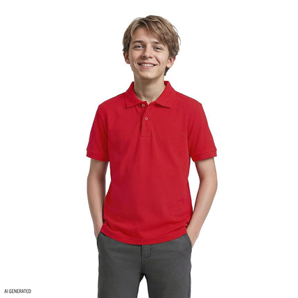 Polo à manches courtes uniforme scolaire Izod pour garçons, fermeture boutonnée, matériau anti-humidité performant, rouge, 4T