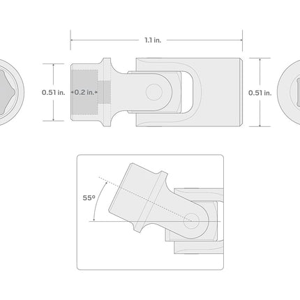TEKTON 1/4 Inch Drive x 9 mm 6-Point Universal Joint Socket | SHD08109
