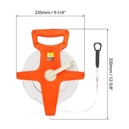 QWORK 1/2" x 330' Fiberglass Tape Measure, 2 Pack Engineer's Open Reel Dual Sided Measure, Orange