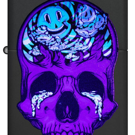 Zippo Skull Moon Design Windproof Lighter, Black Matte