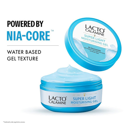 Lacto Calamine Light Moisturising Gel Niacinamide with Vitamin E, Vitamin B5 & Hyaluronic Acid - For Non-Sticky Hydration - Paraben Free - For All Skin Types - 150 g