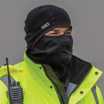 KLEIN TOOLS 60132 Balaclava, Warm Breathable Fleece Wind Proof Hinged Balaclava Face Mask, Black