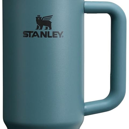 Vaso térmico Stanley Quencher H2.0 FlowState de acero inoxidable con tapa y popote para agua, té helado o café, licuados y más, azul abeto, 30 oz, 10-11825-048