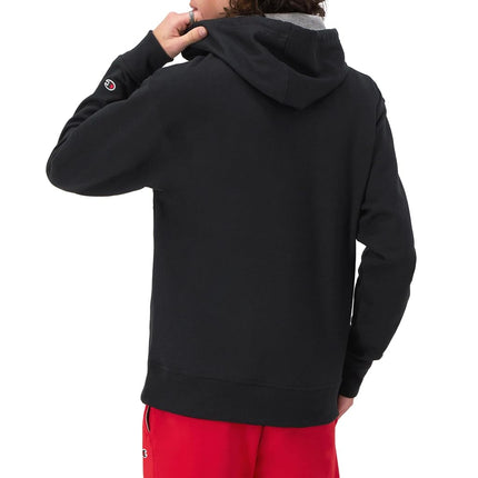 Champion Men's Powerblend Fleece Comfortable Hoodie Sweatshirt, Black Small Script, S