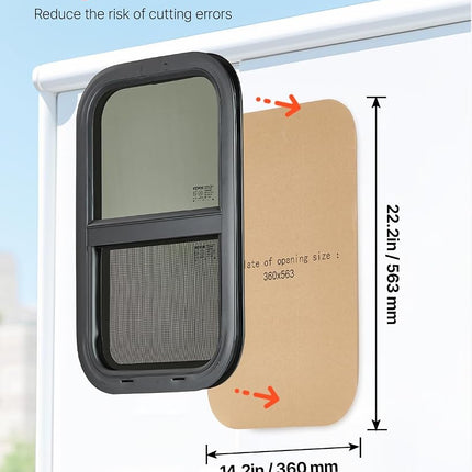 Fenêtre verticale pour camping-car VEVOR, 30,5 cm L x 55,9 cm H, coulissante teintée avec moustiquaire et anneau de garniture, pour paroi de 2,4 cm à 4,4 cm d'épaisseur, remplacement de fenêtre de camping-car pour caravane Teardrop Cargo, homologuée DOT