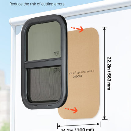 VEVOR Vertical RV Window, 14" W x 22" H Tinted Sliding RV Windo w with Net Screen & Trim Ring, Fit 15/16" - 1 3/4" Thickness Wall, RV Windo Replacement for Teardrop Cargo Trailer Camper, DOT Approved
