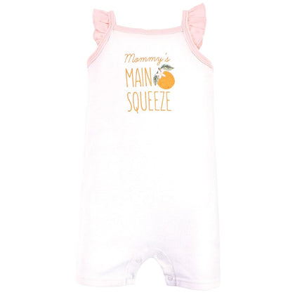 Hudson Baby Unisex Cotton Rompers, Citrus Orange, 9-12 Months