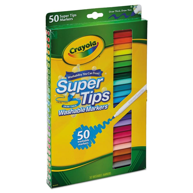 Marcadores lavables Super Tips de 50 unidades, variedad de 50 colores, paquete de 6