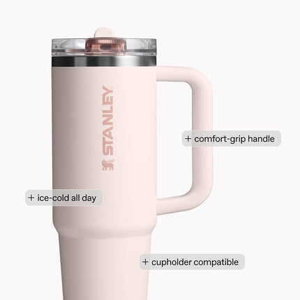 Stanley Quencher ProTour Flip Straw Tumbler with Leakproof Lid 40 oz | Built-In Straw and Handle | Cup Holder Compatible for Travel | Insulated Stainless Steel Cup | BPA-Free | Lichen