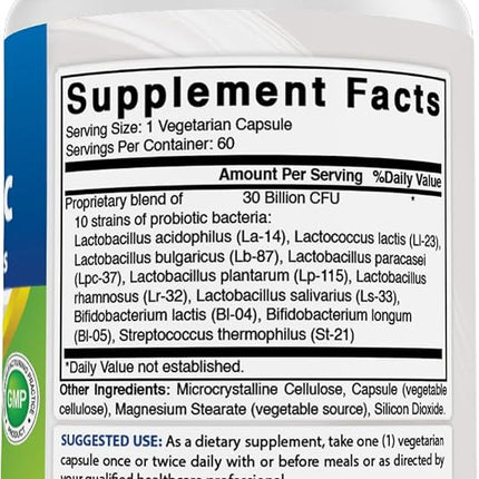 Best Naturals - Probiotic Healthy Intestinal Flora 30 Billion CFU - 60 VCap(s)
