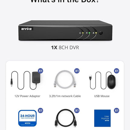 ANNKE 3K/5MP Lite 8CH Security DVR with AI Human/Vehicle Detection, No HDD