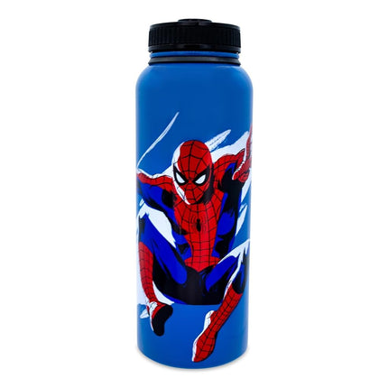 Botella de agua de acero inoxidable Silver Buffalo Spider-Man Beyond Amazing con tapa de rosca, 42 onzas