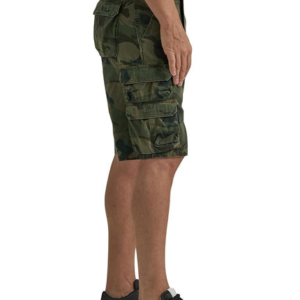 Wrangler Authentics Men’s Premium Twill Cargo Short, Forest Green Camo, 33