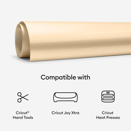 Cricut Joy Xtra Smart HTV Heat Transfer Vinyl | 0.6 m | Gold | Iron-On HTV Vinyl for Fabric, Ideal for Custom T-Shirts, Bags & DIY Projects