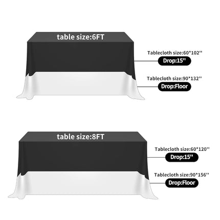 Fokitut 12 Pack Waterproof Rectangle Tablecloth, 60x102 Inch, Stain Resistant and Wrinkle Polyester Table Cloth, Fabric Table Cover for Kitchen Dining, Wedding, Party, Holiday Dinner-Black