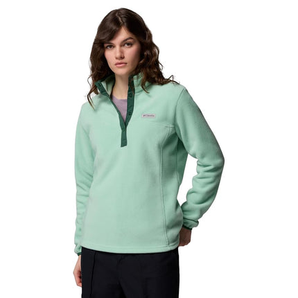 Columbia Women's Benton Springs 1/2 Snap Pull Over 2, Fleece Pull Over, New Mint/Rain Forest, S