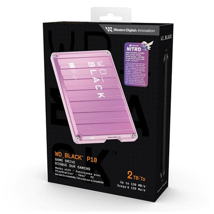 WD_BLACK P10 2TB Game Drive, Portable External Hard Drive for On-The-Go Access to Your Game Library, Works with Playstation, Xbox, PC, Save up to 150 games, Includes One Month Discord NITRO offer-PINK