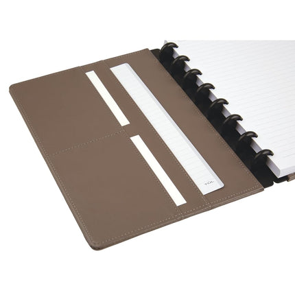TUL Custom Note-Taking System Discbound Notebook, Junior Size, Leather Cover, Black