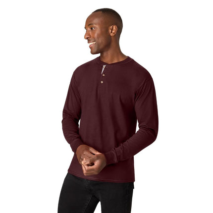 Hanes Men's T-Shirts, Men's BeefyT Henley Shirts, Men's Cotton Long Sleeve Shirts, Mulled Berry, XXL