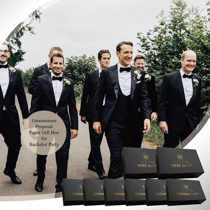 PartyGifts&beyond 8 Pcs Groomsmen Proposal Gift Box 6 Will You Be My Groomsman Gift Box and 2 Will You Be My Best Man Box(BK-B)