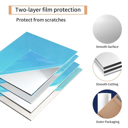 Tynulox 1PCS 6061 Aluminum Sheet Metal 1/16'' x 8'' x 12'', Aluminum Plates Covered with Protective Film, Heat Treatable Aluminum Flat Bar for DIY Craft, Industry