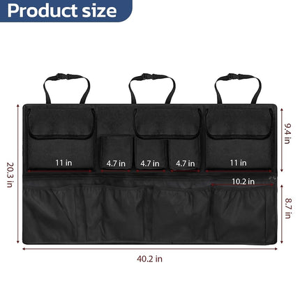 Organizador de Maletero para Coche Tecfino con Tapa, Compatible con SUV/Camioneta, Gran Capacidad, 6 Bolsillos y 3 Bolsas de Malla