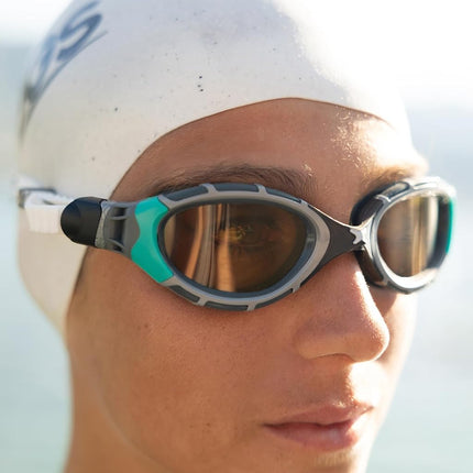 Zoggs Predator Flex Adult Swimming Goggles | Polarized Ultra Lens, Anti-Fog, UV Protection, Quick-Adjust Strap, Curved 180° Vision | Pool and Open Water