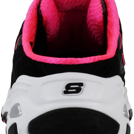 Skechers Women's D'Lites Slip-On Mule Sneaker Black/Hot Pink 11 Wide