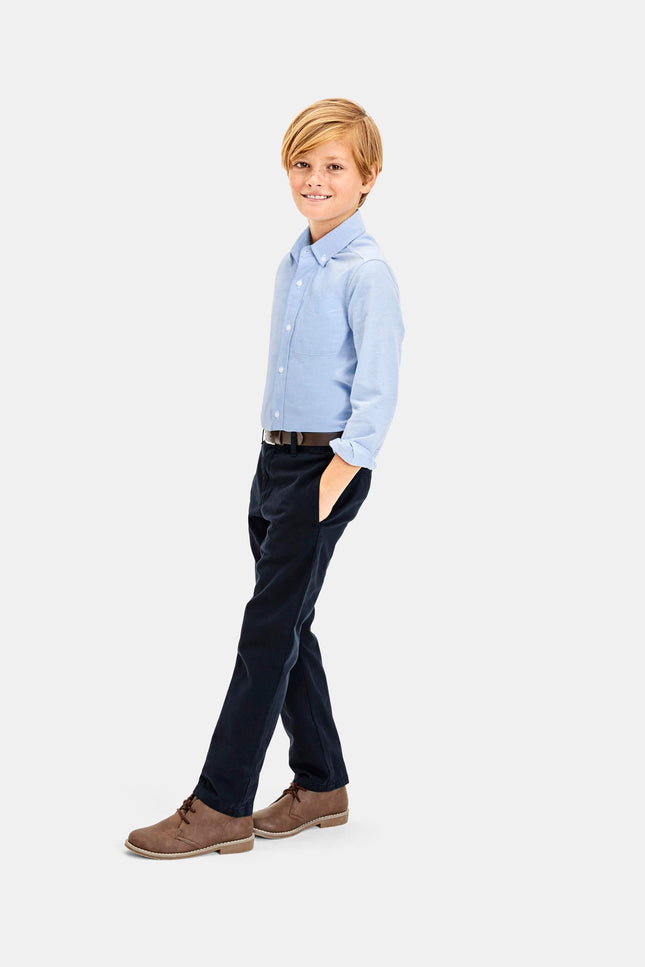The Children's Place Boys' Long Sleeve Oxford Shirt, Lt Blue, Large