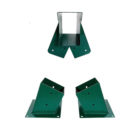 A-Frame Swing Set Brackets - DIY Swing Set Bracket for 4x4 Legs & 4x6 Beam, Installed on Wooden or Concrete Floors, Green (1 Middle Bracket +2 Bases)