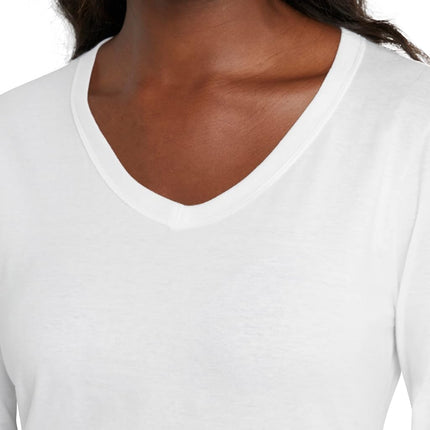 Hanes Women's Originals Long Sleeve Cotton T-Shirt, Lightweight V-Neck Tee, Modern Fit, White, S