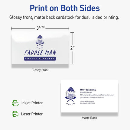 Avery Printable Rectangle Business Cards with Sure Feed Technology, 2" x 3-1/2", Glossy White Cardstock, Laser/Inkjet, 500 Total