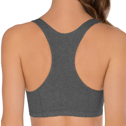 Fruit of the Loom Women's Cotton Tank Bra Ultimate Comfort & Breathable Fit Sports, Opaque, Red Hot with Black/Charcoal/Black, 46 (Pack of 3)