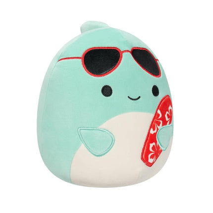 Squishmallows Original 7.5-Inch - Perry the Teal Dolphin with Sunglasses and Surfboard