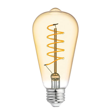 GE Vintage Style LED Light Bulb, Warm Candle Light, Amber Glass, Medium Base, ST19 Edison Style Light Bulb, 5 Watts (1 Pack)