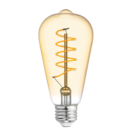 GE Vintage Style LED Light Bulb, Warm Candle Light, Amber Glass, Medium Base, ST19 Edison Style Light Bulb, 5 Watts (1 Pack)
