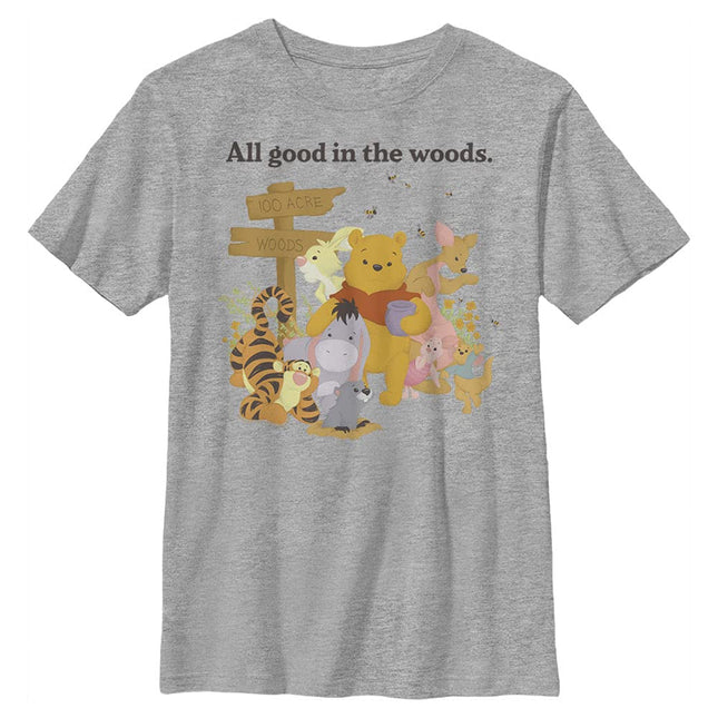 T-shirt ras du cou en bruyère pour garçon Disney Winnie l'ourson dans les bois, bruyère athlétique, moyen