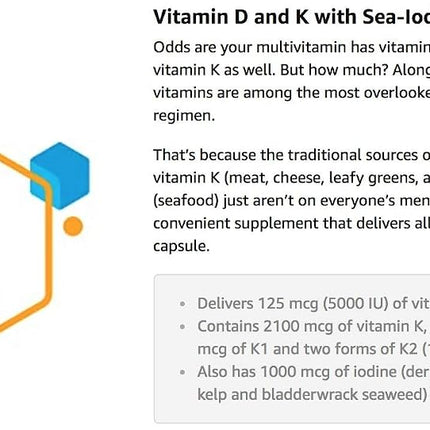 Life Extension Vitamins D and K with Sea-Iodine, 90 Caps (Pack of 2)