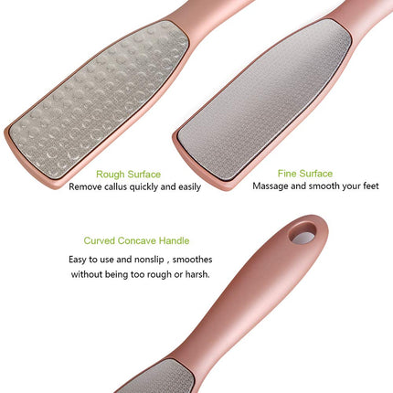 BEZOX Foot File Callus Remover - Double Sided Stainless Steel Foot Rasp for Wet and Dry Feet - Foot Scraper for Dead Skin and Cracked Heel - W/Storage Cloth Bag (Champagne Gold)