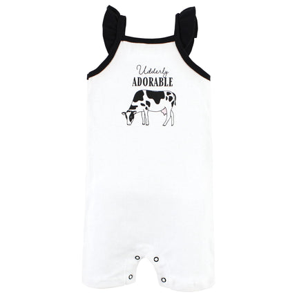 Hudson Baby Unisex Cotton Rompers, Udderly Adorable, 0-3 Months