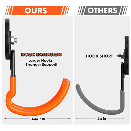 Lvoess Heavy Duty Storage Magnetic Utility Hooks Large Garage Magnet Hooks with Anti-Slip Coating for Metal Cabinet,Pegboard,Garage Shelve,Garden Tools (Orange4pro)