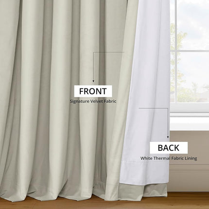 HPD Half Price Drapes Velvet Blackout Curtains/Drapes - 96 Inches Long 1 Panel Blackout Curtain Signature Pleated for Living Room & Bedroom - 25W X 96L, Off White