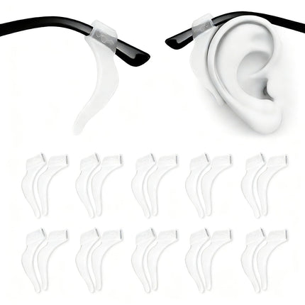 PTSLKHN Soft Silicone Eyeglass Ear Hooks, 10 Pairs